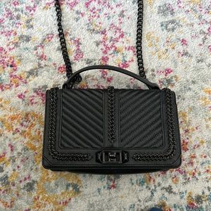 Rebecca Minkoff Chevron Quilted Small Love Crossbody with Chain Inset